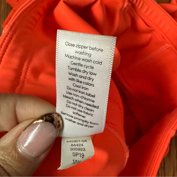 Athleta Laser-Cut High Rise Run Tight in Neon Coral | Compression Leggings Small - Picture 12 of 15